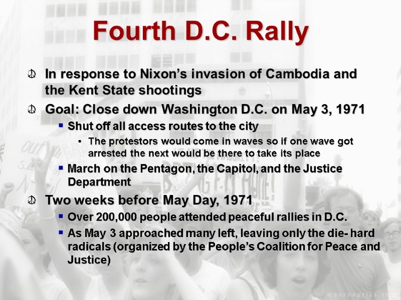Fourth D.C. Rally In response to Nixon’s invasion of Cambodia and the Kent State